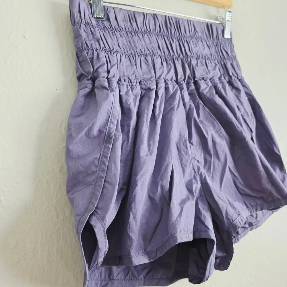FP Movement The Way Home Shorts Deep Sea Purple High Rise Smocked Running M NEW